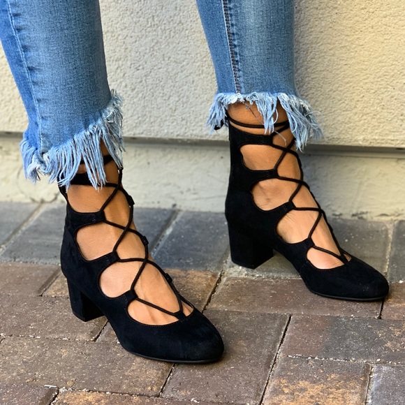 Mary Jane Gladiator Style Pump Kitten Heel Bootie - Picture 4 of 8